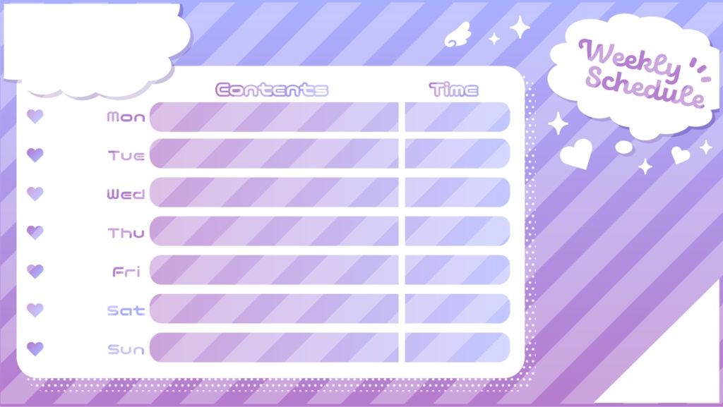 スケジュール表(weeklyschedule)【配信者さん向け】@フリー素材