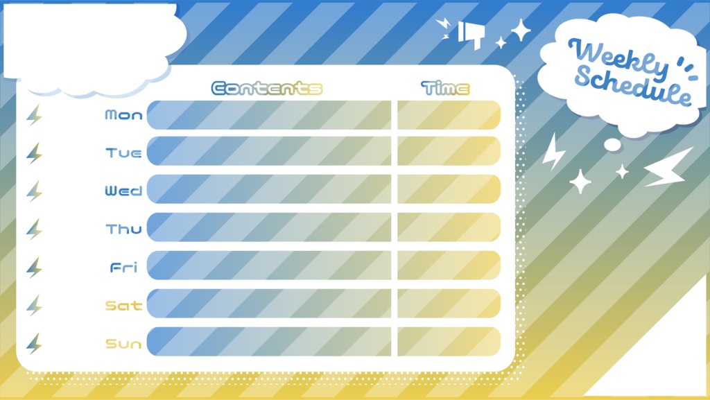 スケジュール表(weeklyschedule)【配信者さん向け】@フリー素材