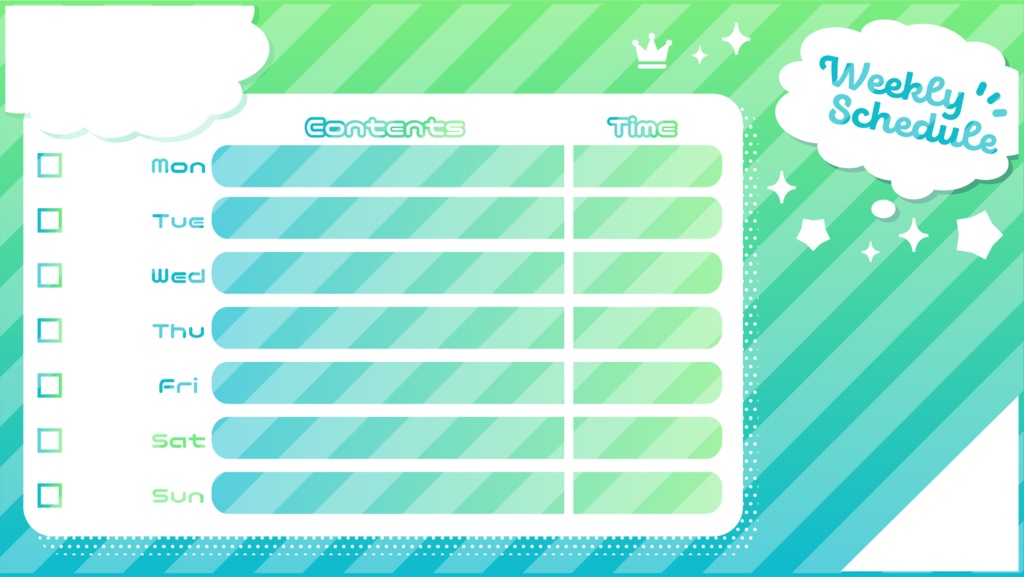 スケジュール表(weeklyschedule)【配信者さん向け】@フリー素材