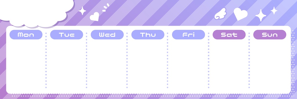 スケジュール表(weeklyschedule)【配信者さん向け】@フリー素材