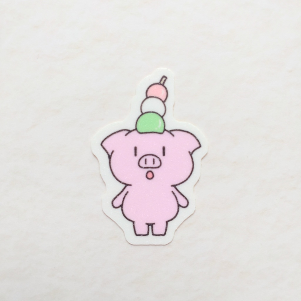 お団子ブタさん ステッカー(耐水・耐光)