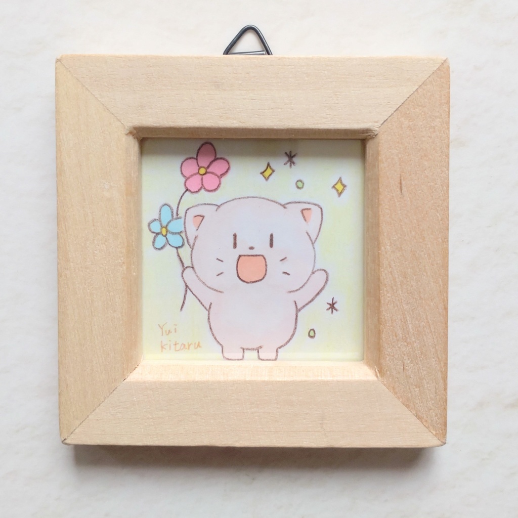 ネコさんと花 ミニ原画 No.9