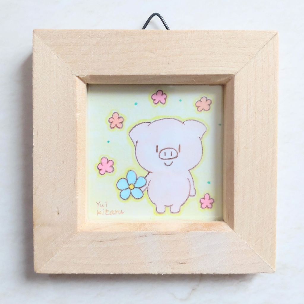 ブタさんと花 ミニ原画 No.10