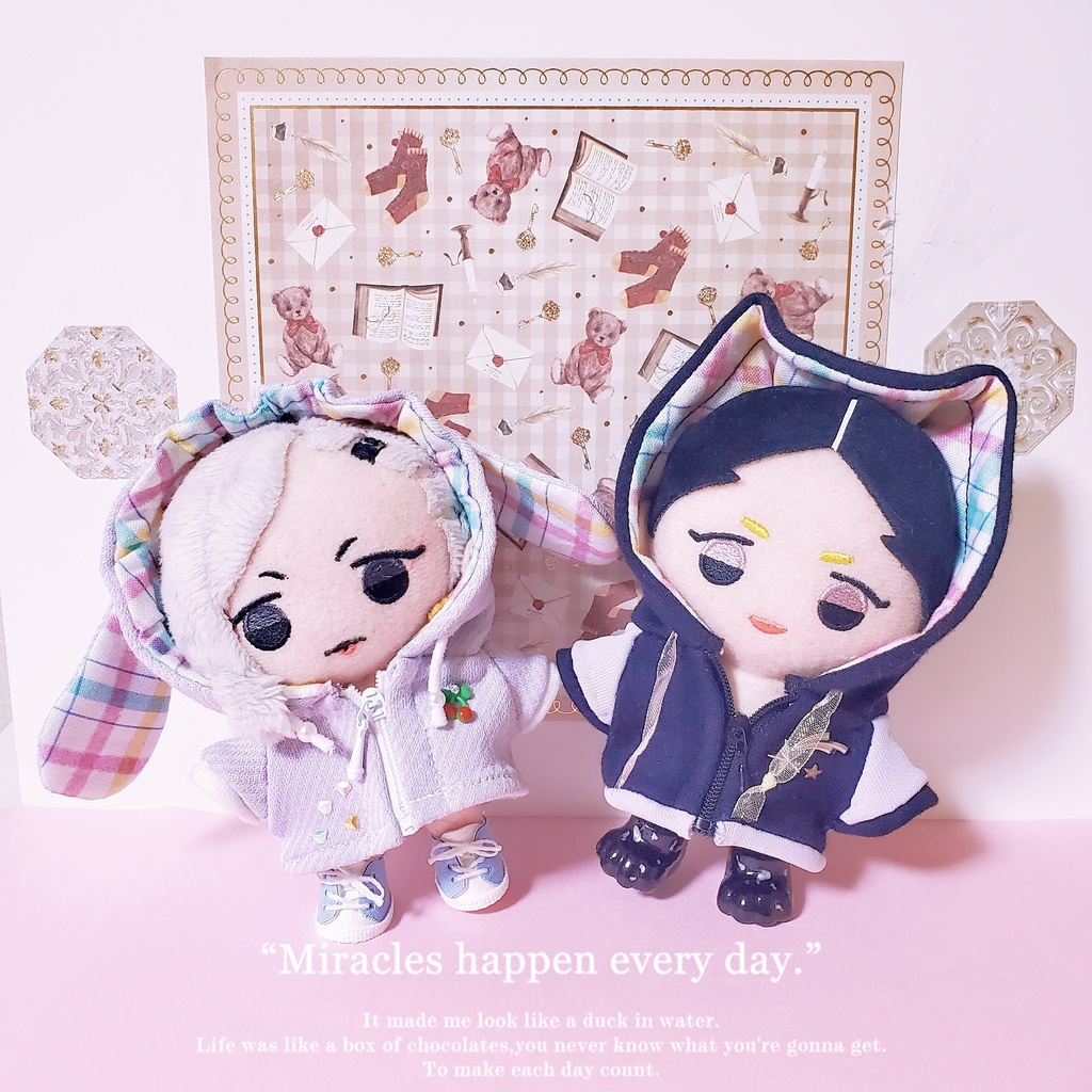 【10cmぬい用】うさみみ＆ねこみみパーカー