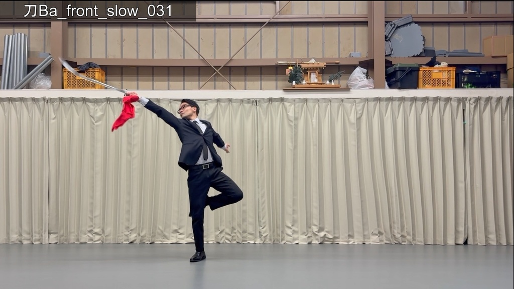スーツアクション動画・写真資料【刀】 動作B_衣装a・ジャケット有(ボタンとじ)