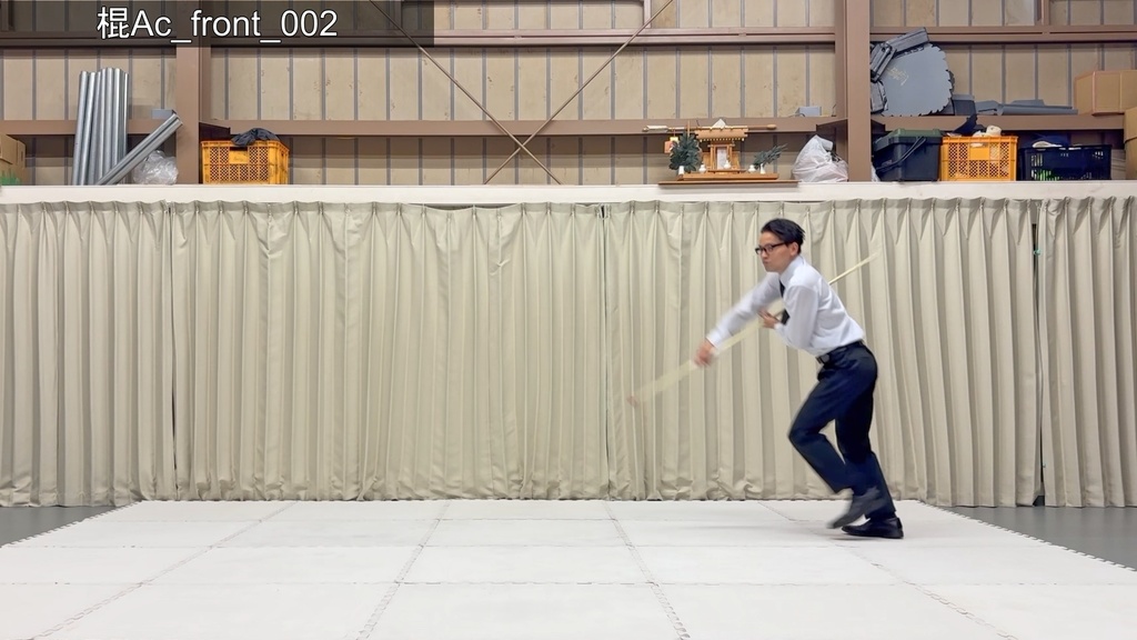 スーツアクション動画・写真資料【 棍 】動作A_衣装c・Yシャツ(袖のばし)