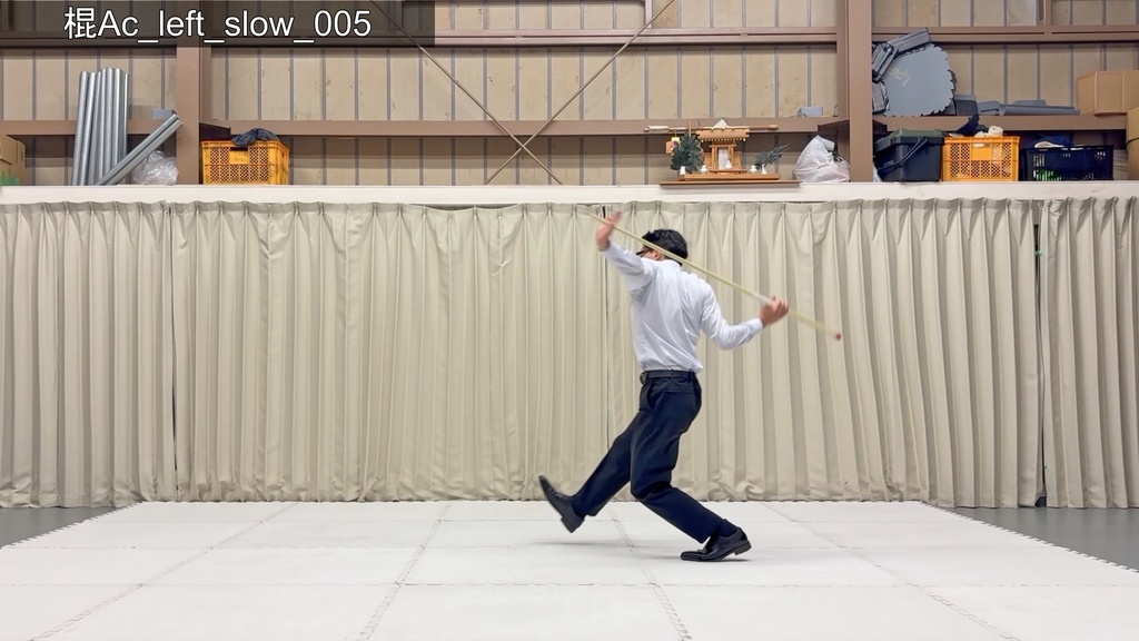 スーツアクション動画・写真資料【 棍 】動作A_衣装c・Yシャツ(袖のばし)