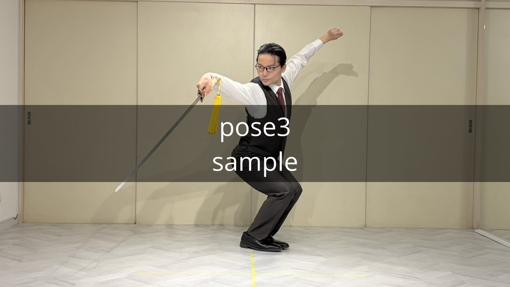 武術ポーズ #001(正面・アオリ・俯瞰)〈スーツ写真・動画資料〉