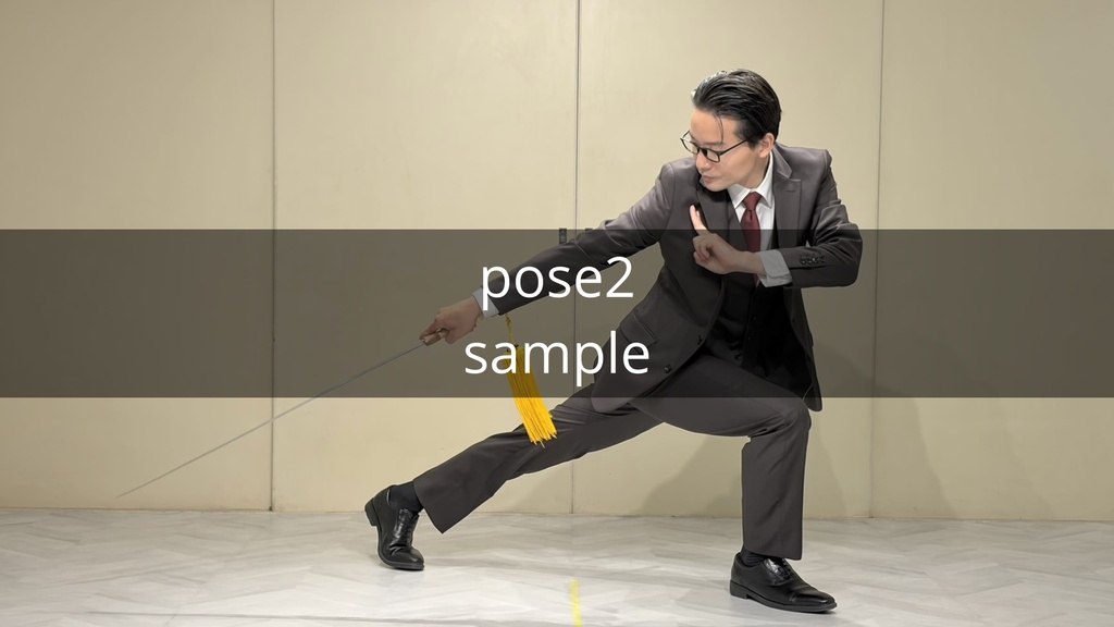 武術ポーズ #002(正面・アオリ・俯瞰)〈スーツ写真資料〉