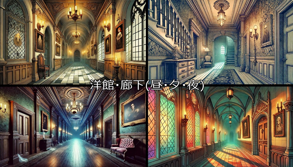 【無料フリー背景素材】ありそうでなさそうな洋館Vol.1(ロビー/廊下/洋室)【ゲーム/TRPG】