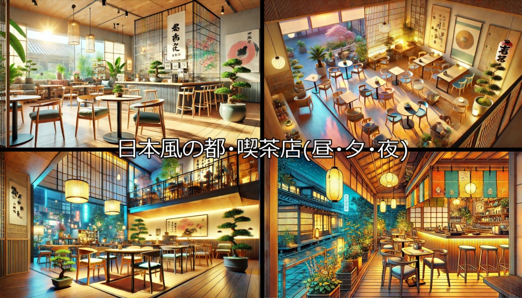 【無料フリー背景素材】ありそうでなさそうな日本風の都Vol.1(町並み/部屋/喫茶店)【ゲーム/TRPG】