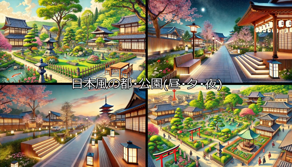 【無料フリー背景素材】ありそうでなさそうな日本風の都Vol.3(路地裏/公園/参道)【ゲーム/TRPG】