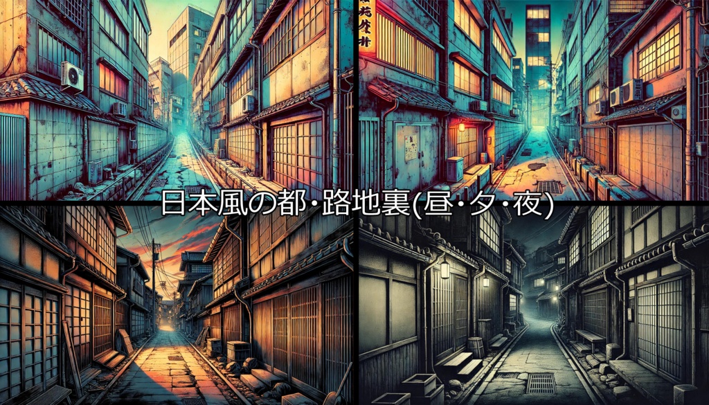 【無料フリー背景素材】ありそうでなさそうな日本風の都Vol.3(路地裏/公園/参道)【ゲーム/TRPG】