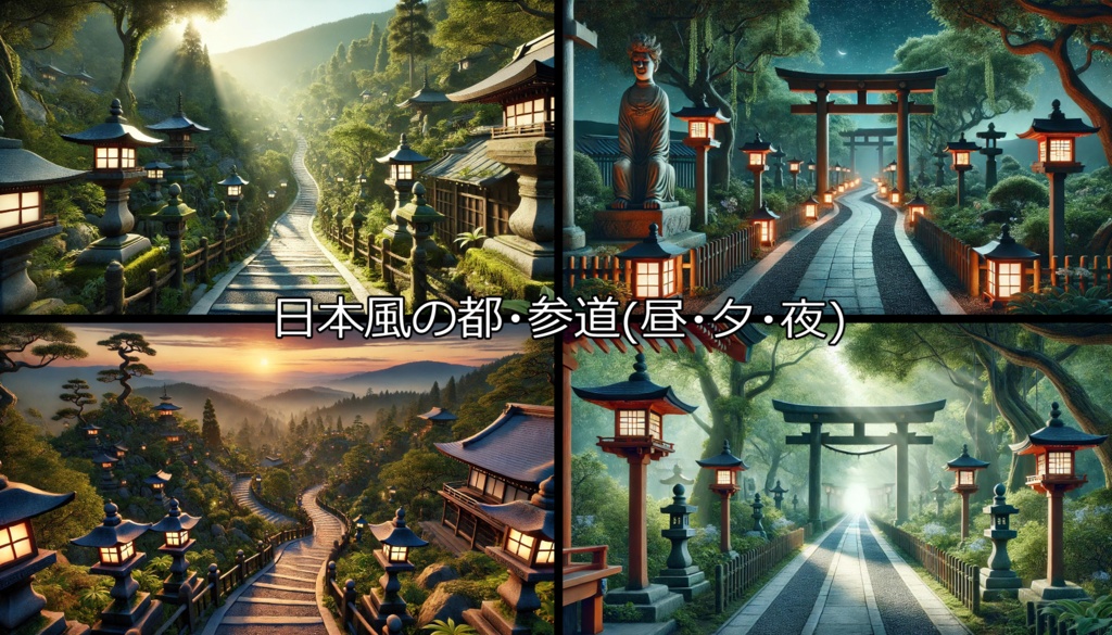 【無料フリー背景素材】ありそうでなさそうな日本風の都Vol.3(路地裏/公園/参道)【ゲーム/TRPG】