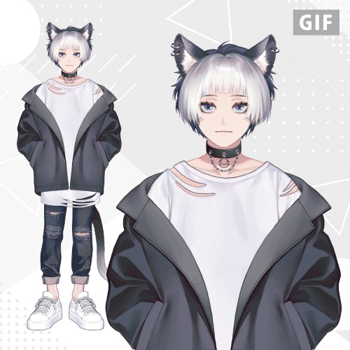 Live2D 中性的な猫耳モデル【汎用モデル・VtubeStudio対応】