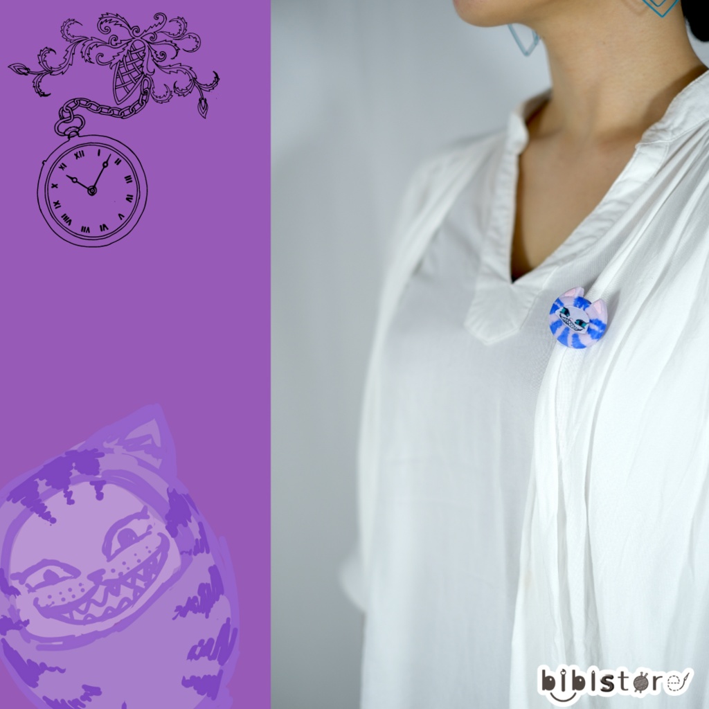 チェシャ猫『ハンドメイドブローチ』