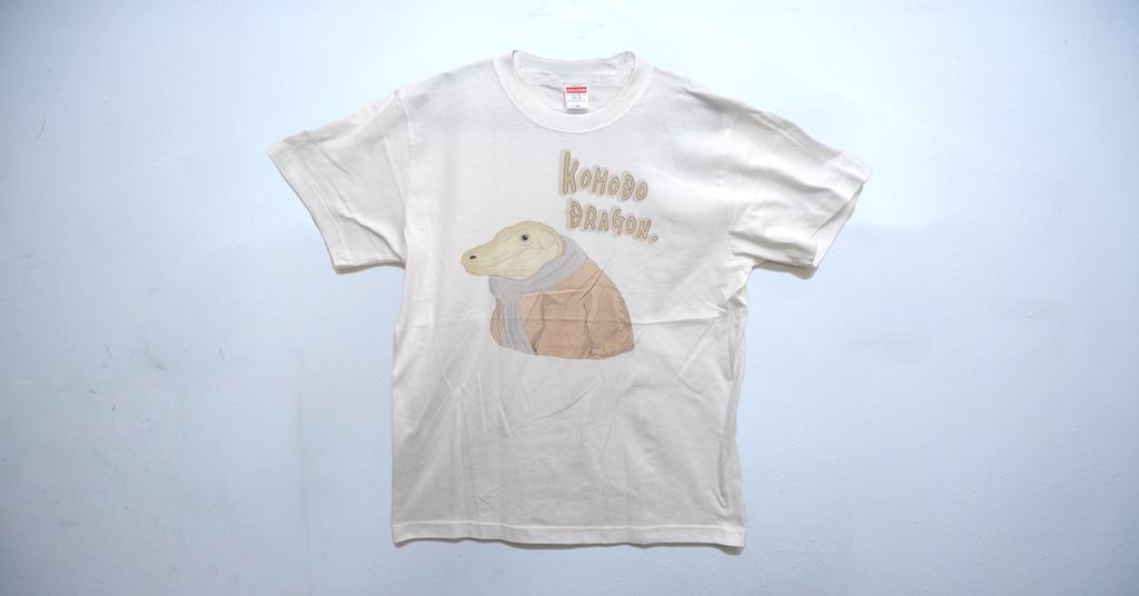 【未使用新品】コモドドラゴン ビッグシルエット Tシャツ ヴィンテージメイク風 ホワイト S～Mサイズ