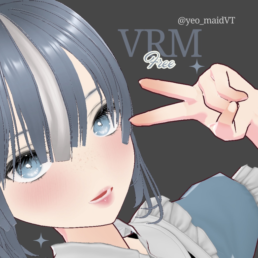 [FREE 3D CHARACTER VRM]  Blue Hair girl (with white highlight)