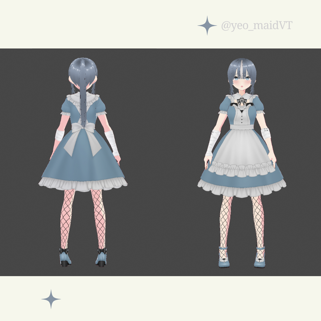 [FREE 3D CHARACTER VRM] Blue Hair girl (with white highlight) - yeovt ...