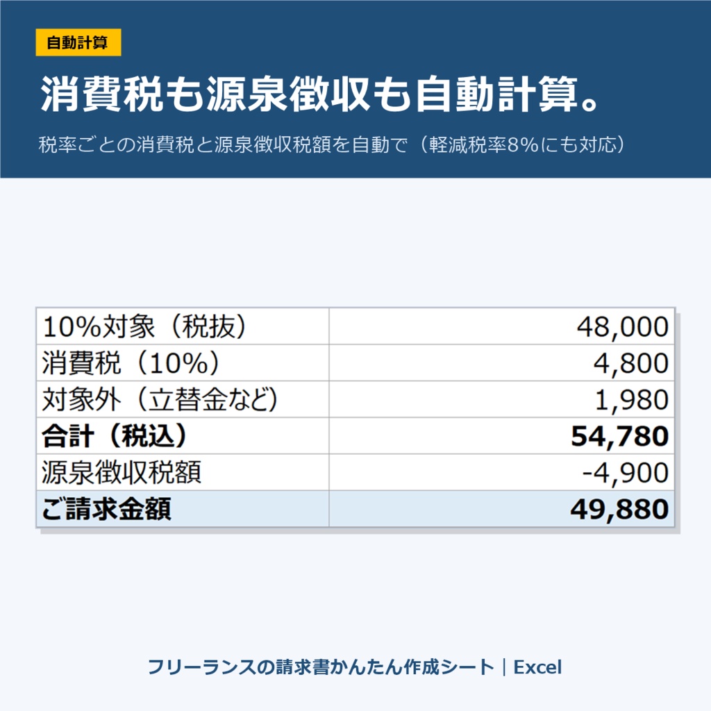 【2点セット】確定申告かんたん集計シート+請求書かんたん作成シート|Excel|副業・フリーランス向け(マクロなし)