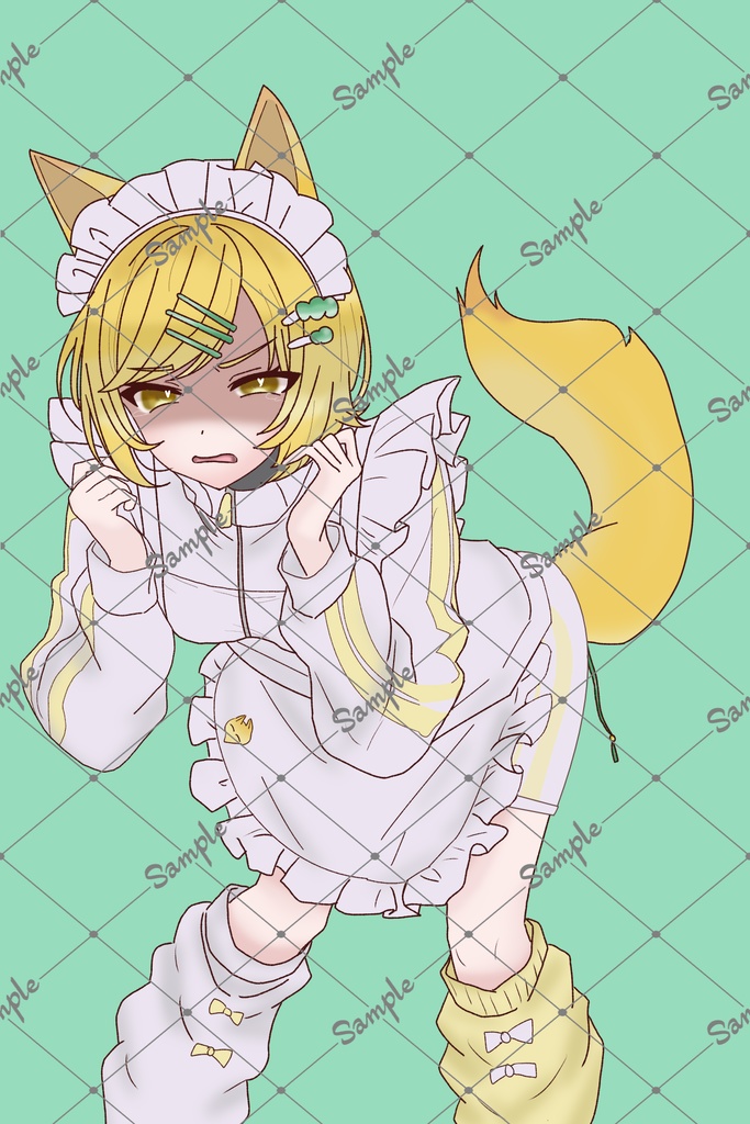 【フリー立ち絵】狐ジャージメイド