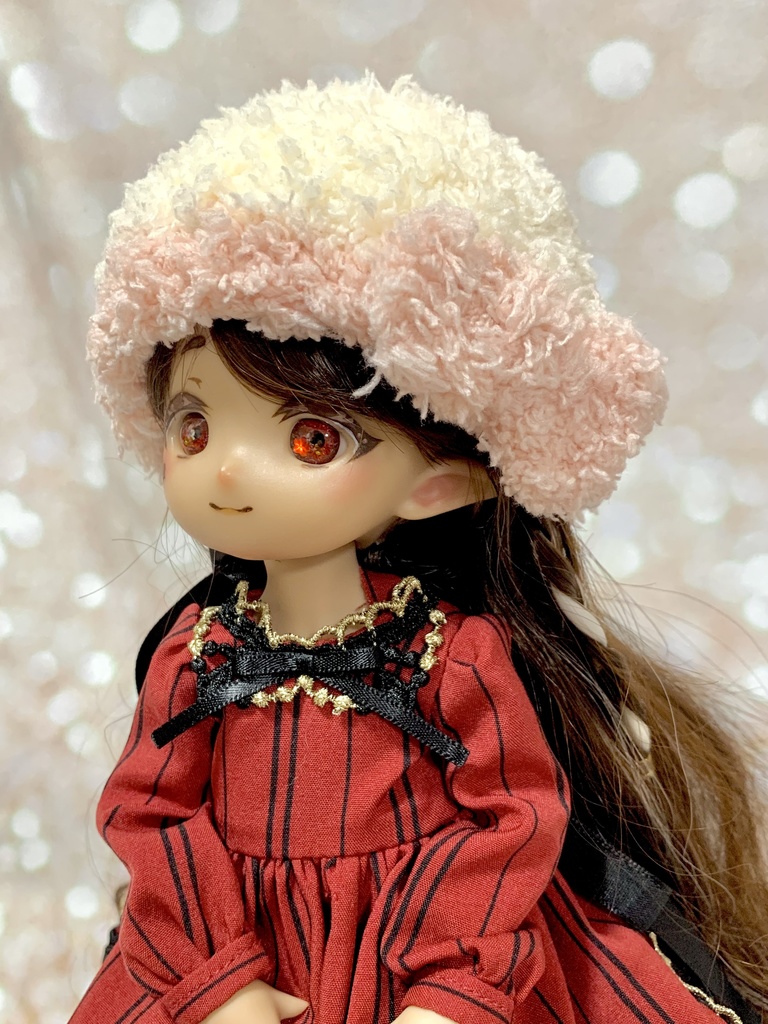 ドールニット帽【リボン】7〜9インチ