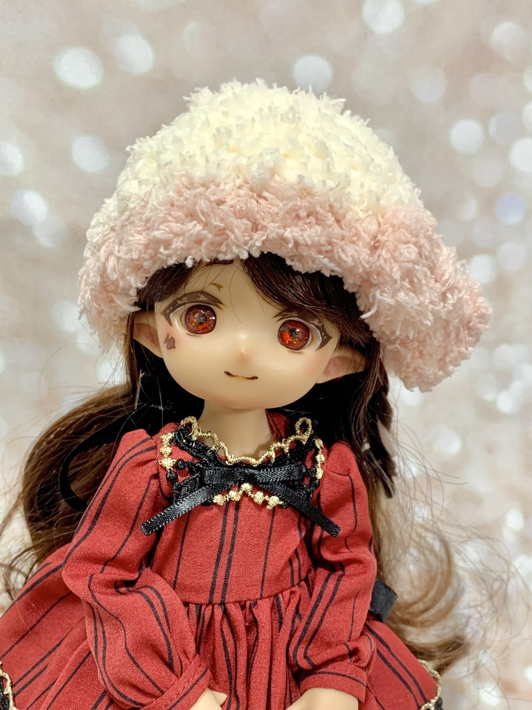 ドールニット帽【リボン】7〜9インチ
