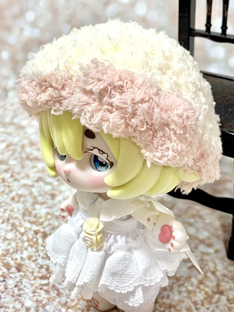 ドールニット帽【リボン】7〜9インチ