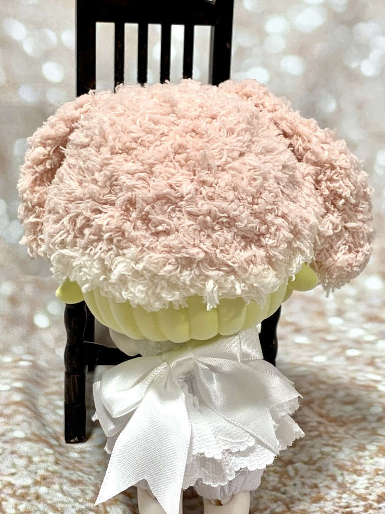 ドールニット帽【うさぎピンク】7〜9インチ