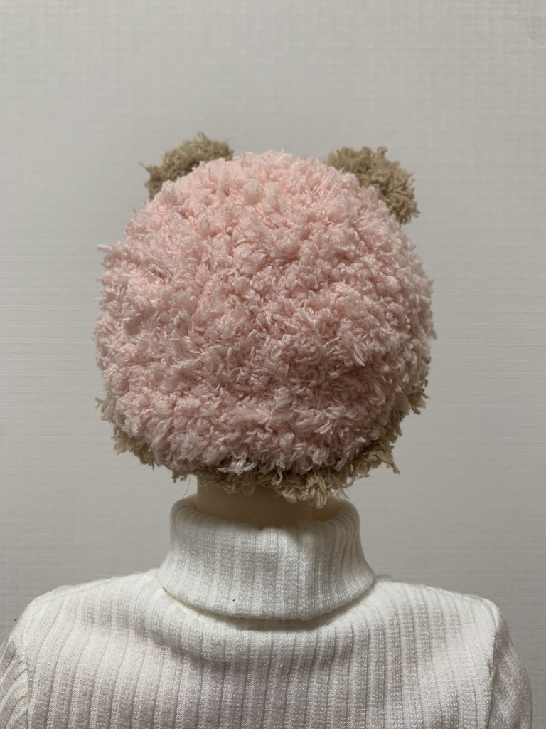 ドールニット帽【くまピンク】7〜9インチ