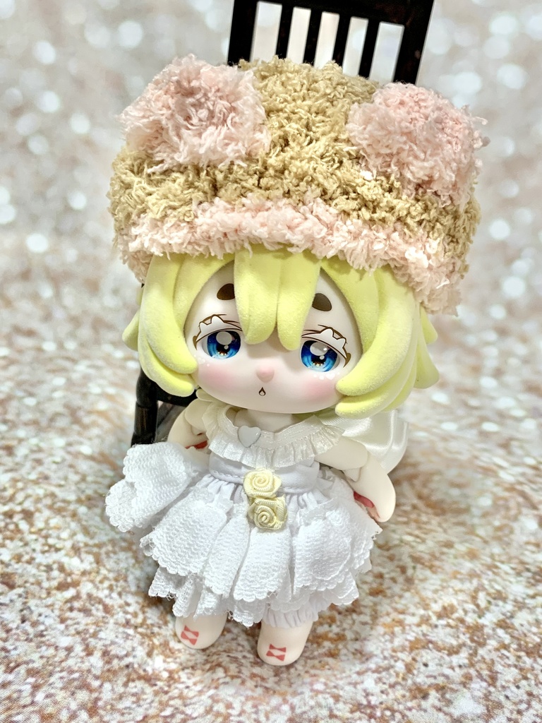ドールニット帽【くまブラウン】7〜9インチ