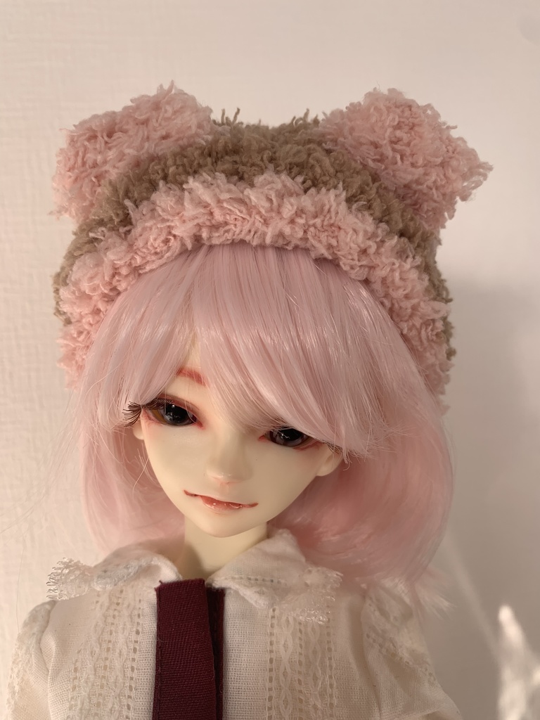 ドールニット帽【くまブラウン】7〜9インチ