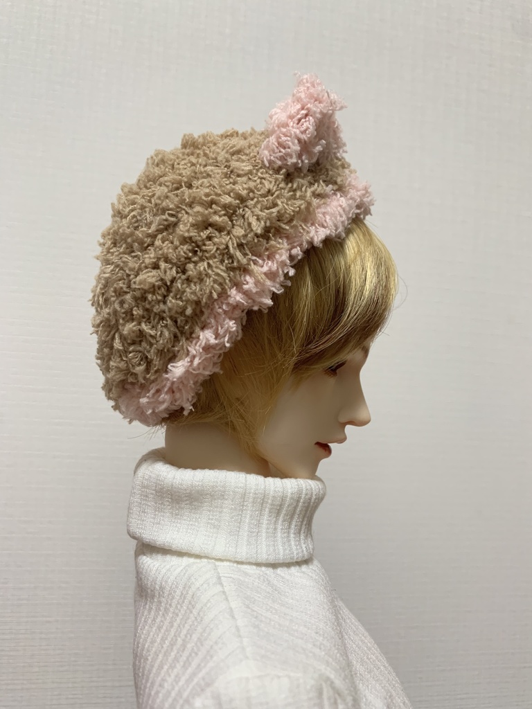 ドールニット帽【くまブラウン】7〜9インチ