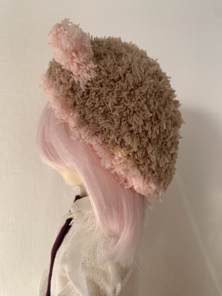 ドールニット帽【くまブラウン】7〜9インチ