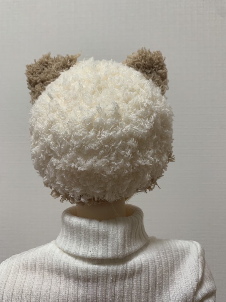 ドールニット帽【くまオフホワイト】7〜9インチ