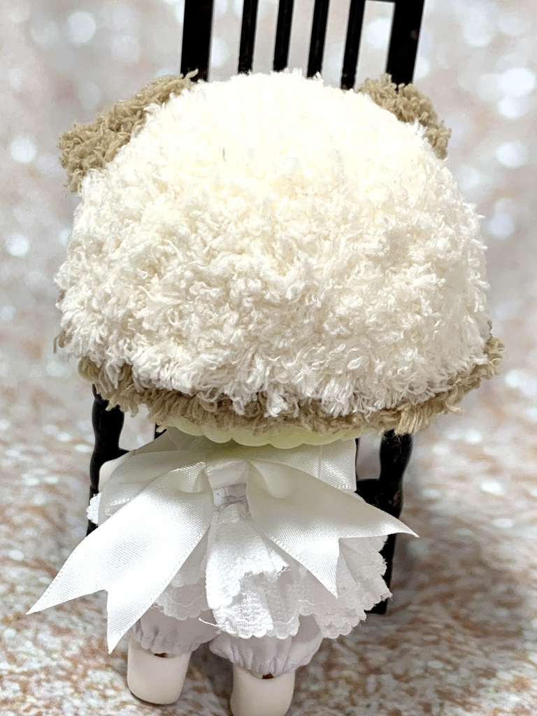 ドールニット帽【くまオフホワイト】7〜9インチ