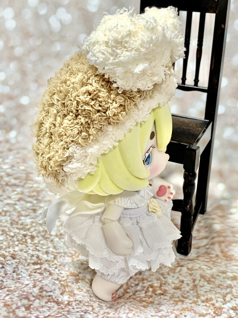 ドールニット帽【ポンポンくま】7〜9インチ