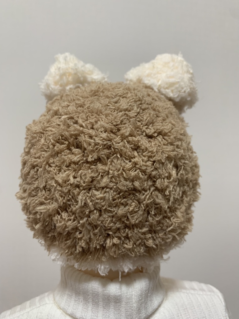 ドールニット帽【ポンポンくま】7〜9インチ