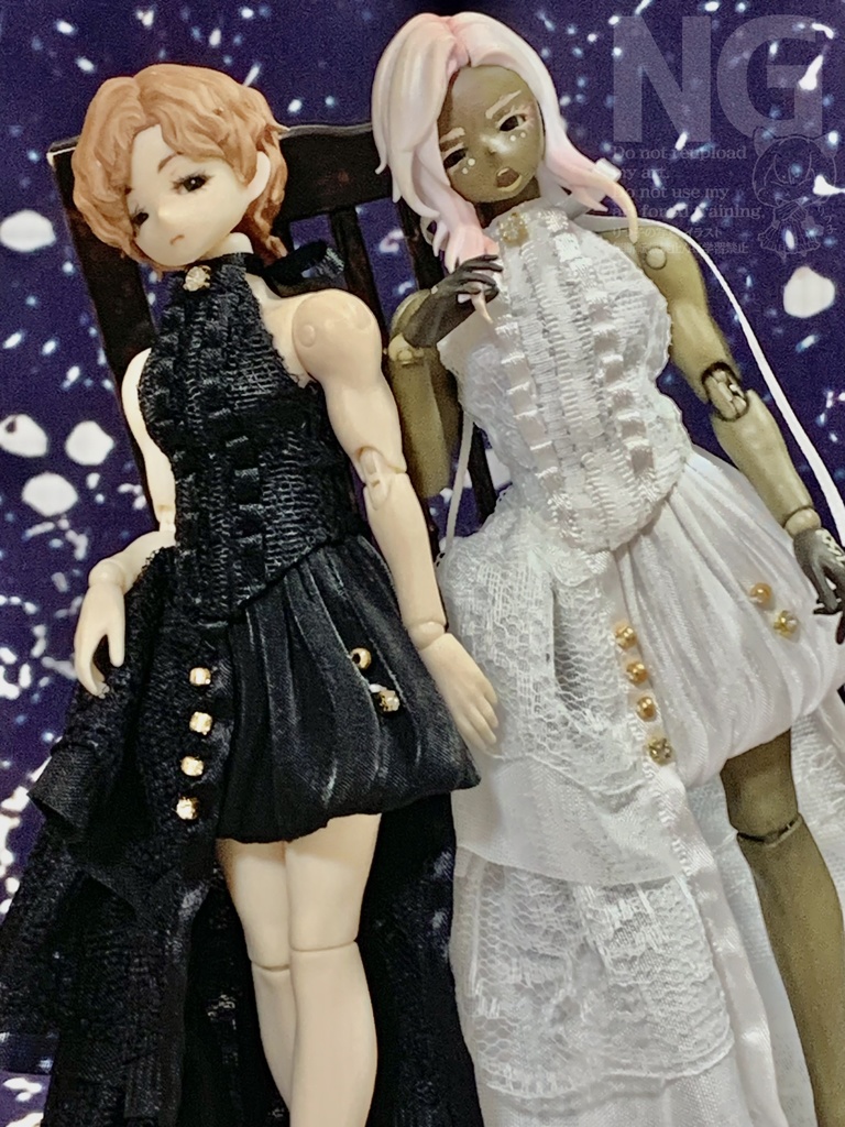 アシンメドレス［白・黒］