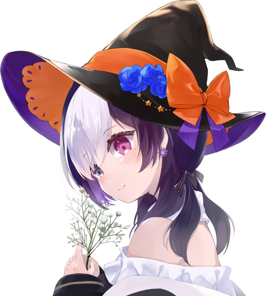 【ハロウィン素材】魔女帽子ともふもふ使い魔