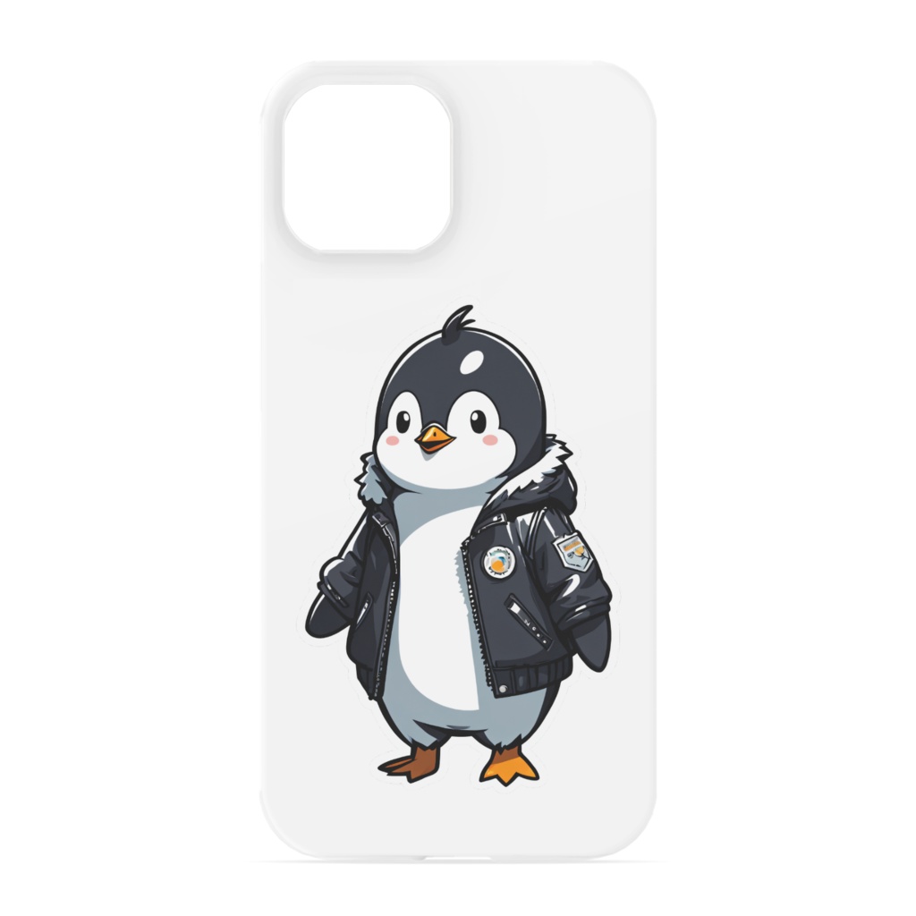 iPhoneケース 革ジャンペンギン
