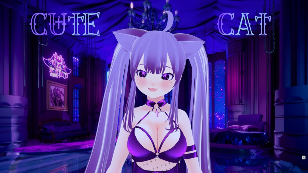 【VRoidVRMモデル】Purple cat Blendshaped/rigged