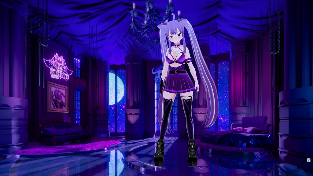 【VRoidVRMモデル】Purple cat Blendshaped/rigged