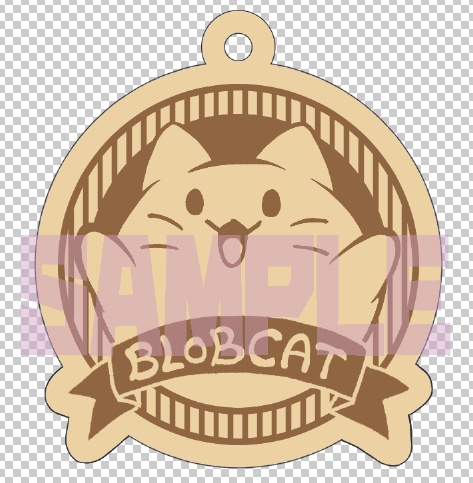 Blobcatウッドキーホルダー