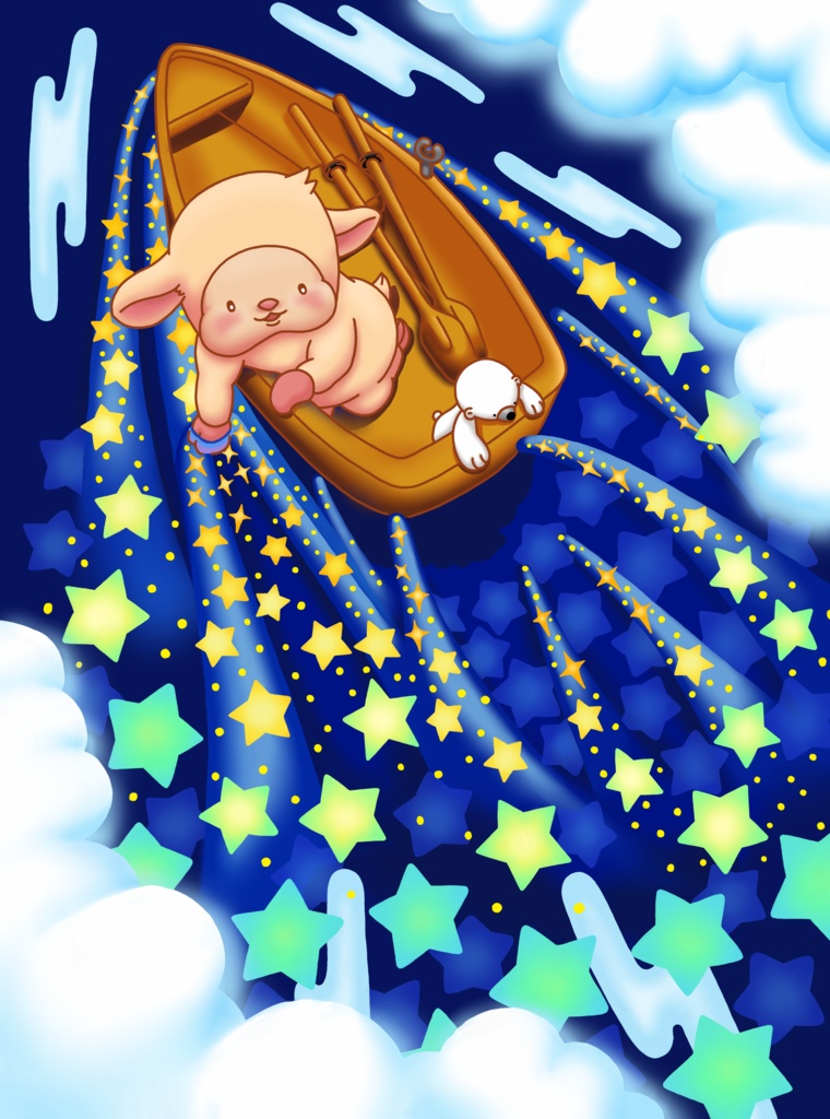 キャンバスアート 天の川で星遊び