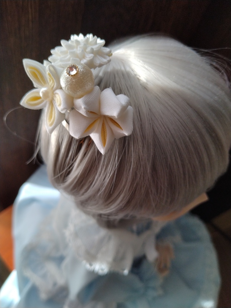 つまみ細工かんざし(ドール、人間兼用可)No.132