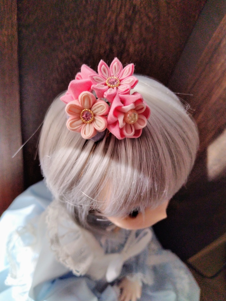 つまみ細工かんざし(ドール、人間兼用可)No.133