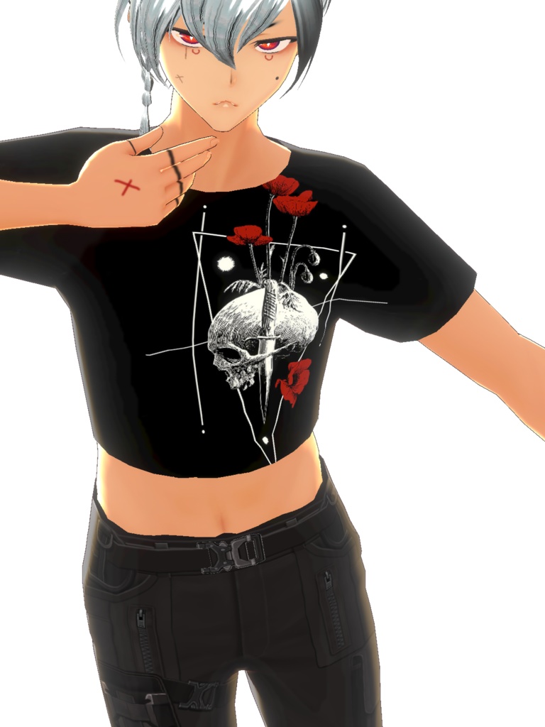 XeroSkullRose crop top VRoid shirt