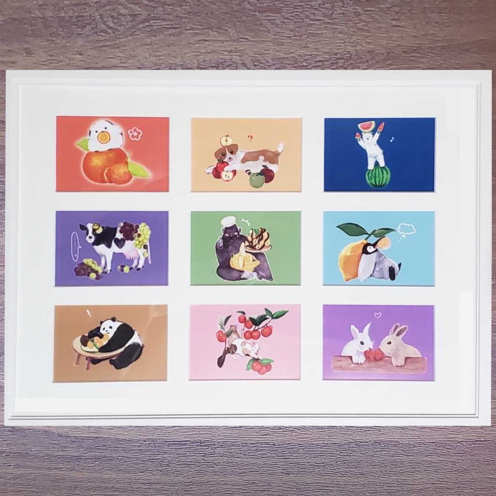 動物とフルーツのポストカード