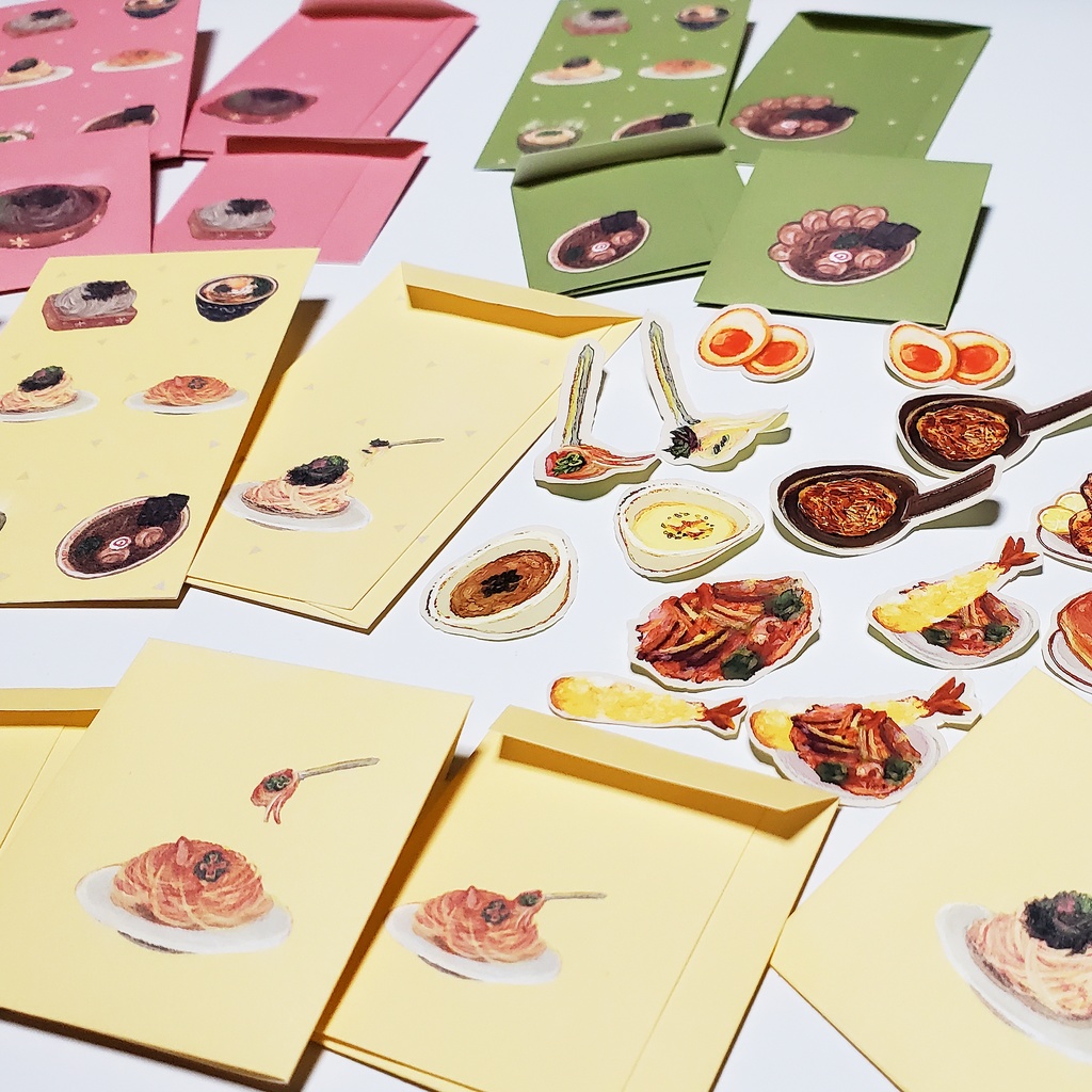 麺が好きな人へ向けたポチ袋セット 4色 900円~ ※6枚コース選択可能※購入枚数によって変わります